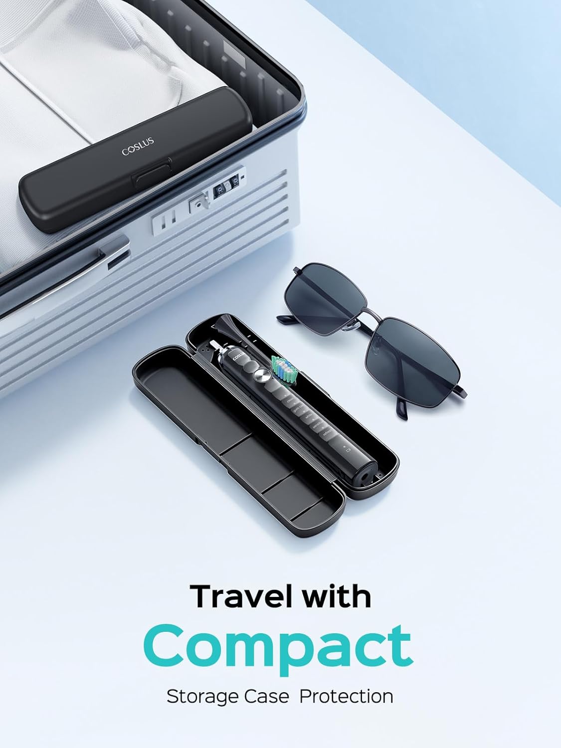 COSLUS Sonic Electric Toothbrush for Adults C40(DY-108Pro): 47000 VPM for Deep Cleaning with Travel Case - 5 Modes for Sensitive Teeth & Brace, Wireless Charging, 6 Brush Heads for Family, Black (1PC) - Image 6