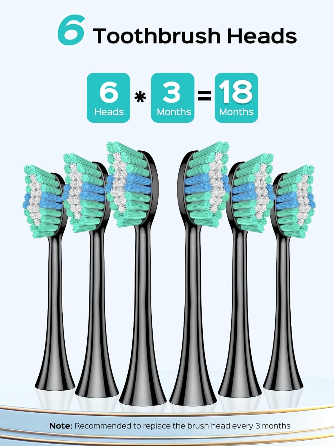 COSLUS Sonic Electric Toothbrush for Adults C40(DY-108Pro): 47000 VPM for Deep Cleaning with Travel Case - 5 Modes for Sensitive Teeth & Brace, Wireless Charging, 6 Brush Heads for Family, Black (1PC) - Image 8