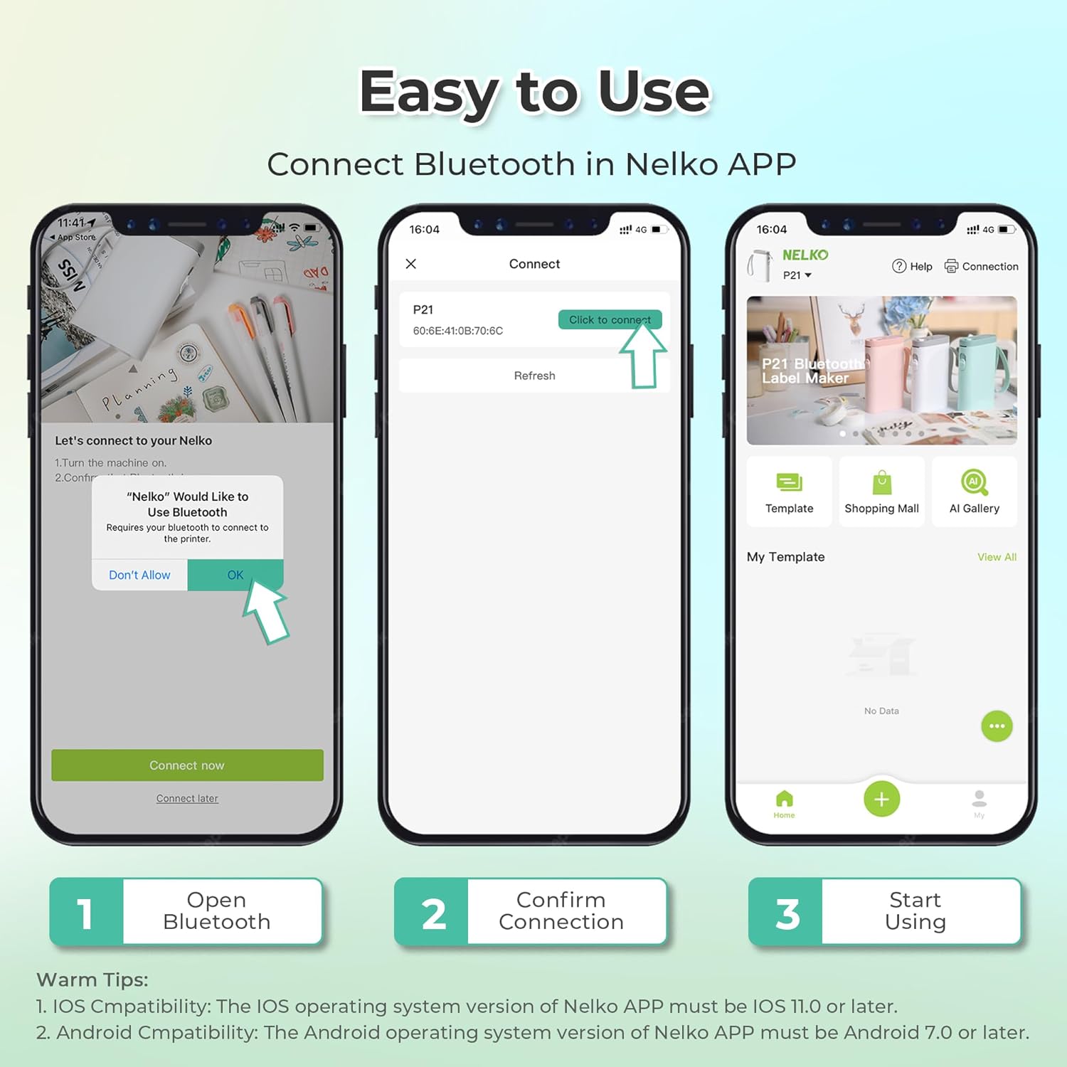 Nelko Label Maker Machine with Tape, P21 Bluetooth Label Printer, Wireless Mini Label Makers with Multiple Templates for School Office Home, White - Image 6