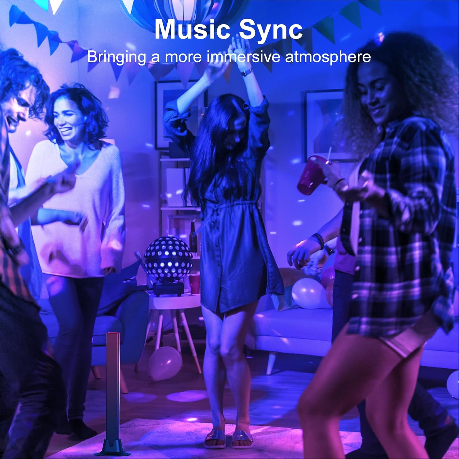 RGB Light Bar, Smart Music Sync RGB IC LED Lights Bars, USB Powered Ambient Lighting, Remote Control Color Changing Gaming TV Backlight, for PC Room Monitor Desk - Image 3