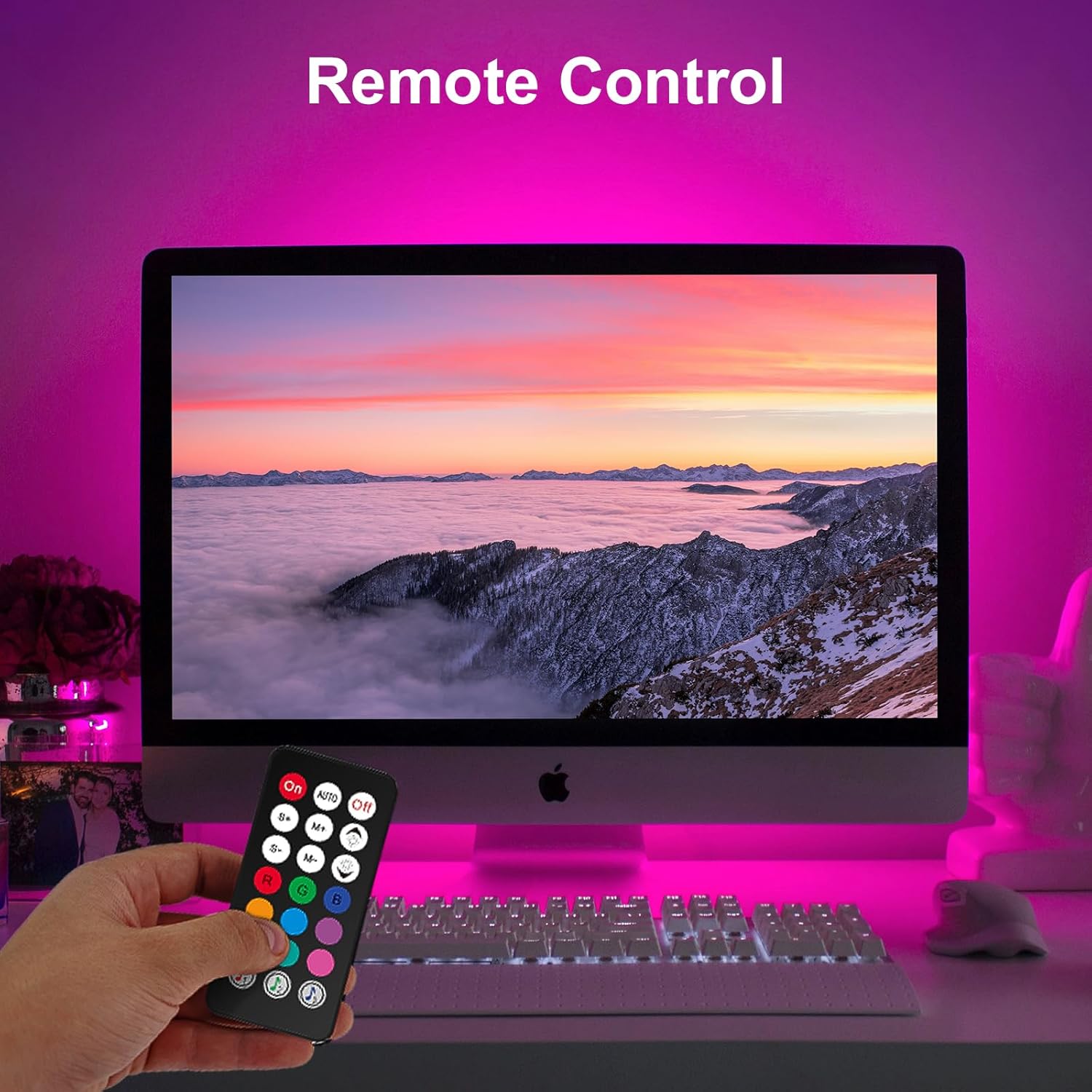 RGB Light Bar, Smart Music Sync RGB IC LED Lights Bars, USB Powered Ambient Lighting, Remote Control Color Changing Gaming TV Backlight, for PC Room Monitor Desk - Image 5