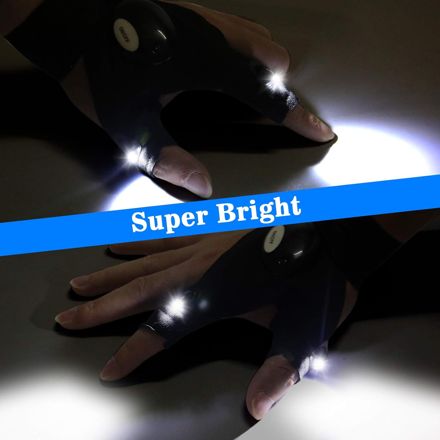 LED Flashlight Gloves, Gifts for Men Dad Him Boyfriend Husband, Cool Gadget Hands-Free Finger Lights for Camping Fishing Repairing, Fathers Day Christmas Birthday Gift - Image 4