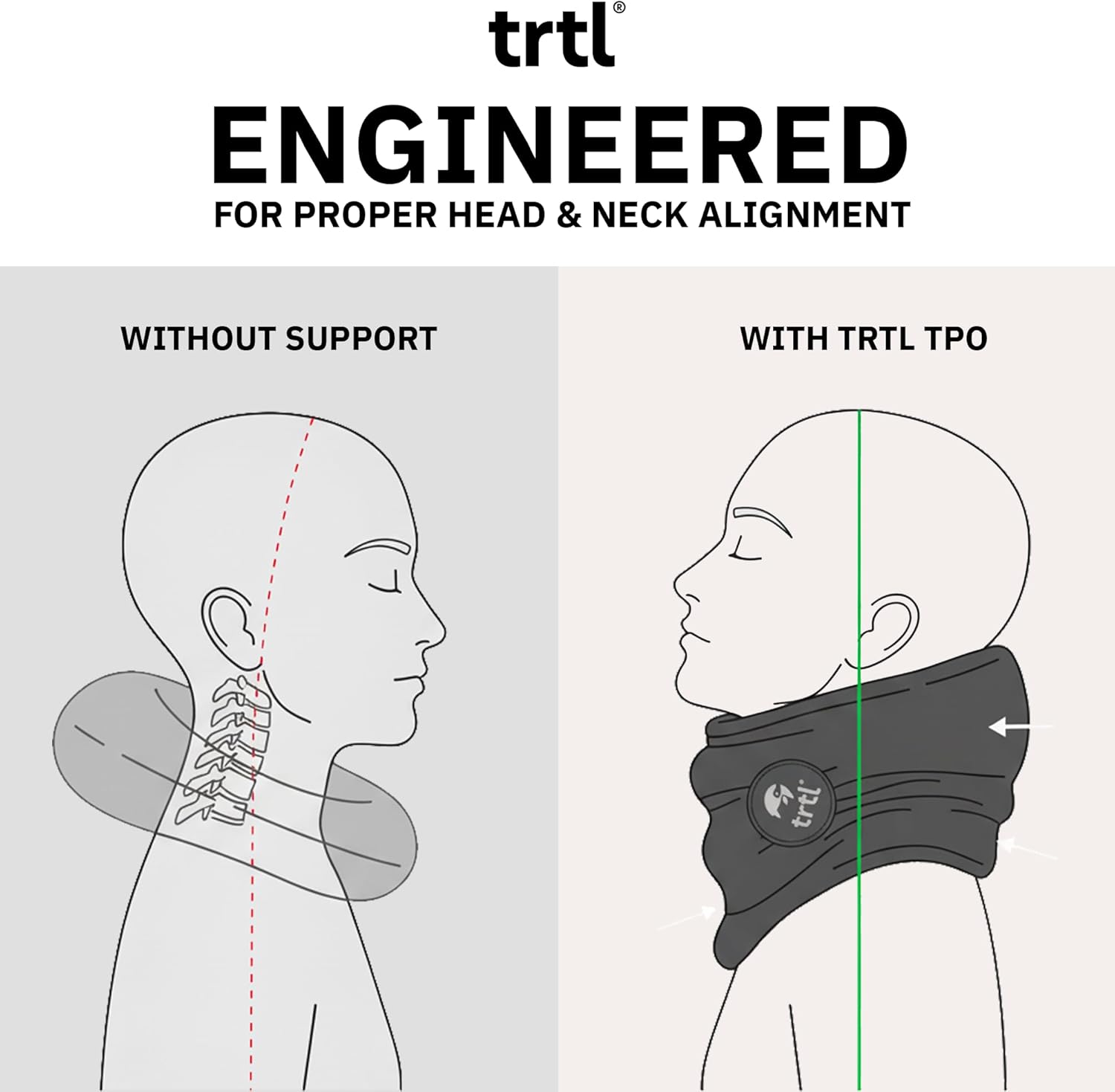 trtl Pillow - Scientifically Proven, Super Soft Neck Support Travel Pillow for Airplanes - Lightweight and Machine Washable - Ergonomic Design for Traveling on Flights, Cars, and Trains - Black - Image 8