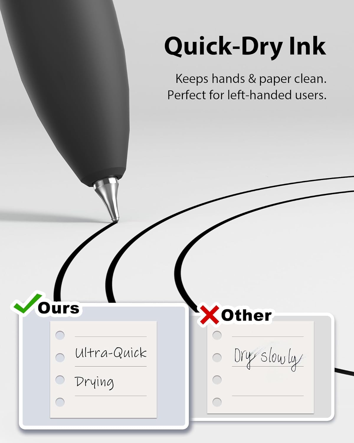 8 Pcs Gel Pens - 0.7mm Fine Point Smooth Writing Black Ink, Quick-Dry Long Lasting Fidge Pens, School & Office Supplies for Men Women - Image 5