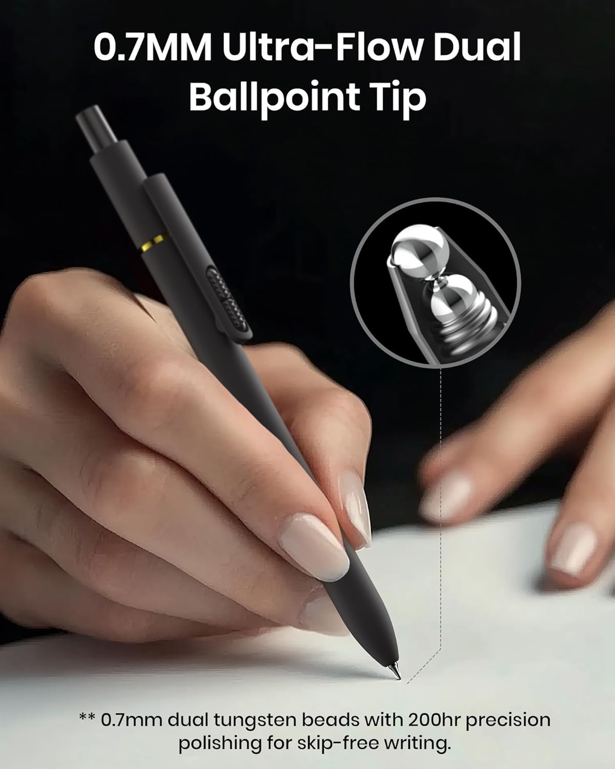 8 Pcs Gel Pens - 0.7mm Fine Point Smooth Writing Black Ink, Quick-Dry Long Lasting Fidge Pens, School & Office Supplies for Men Women - Image 3