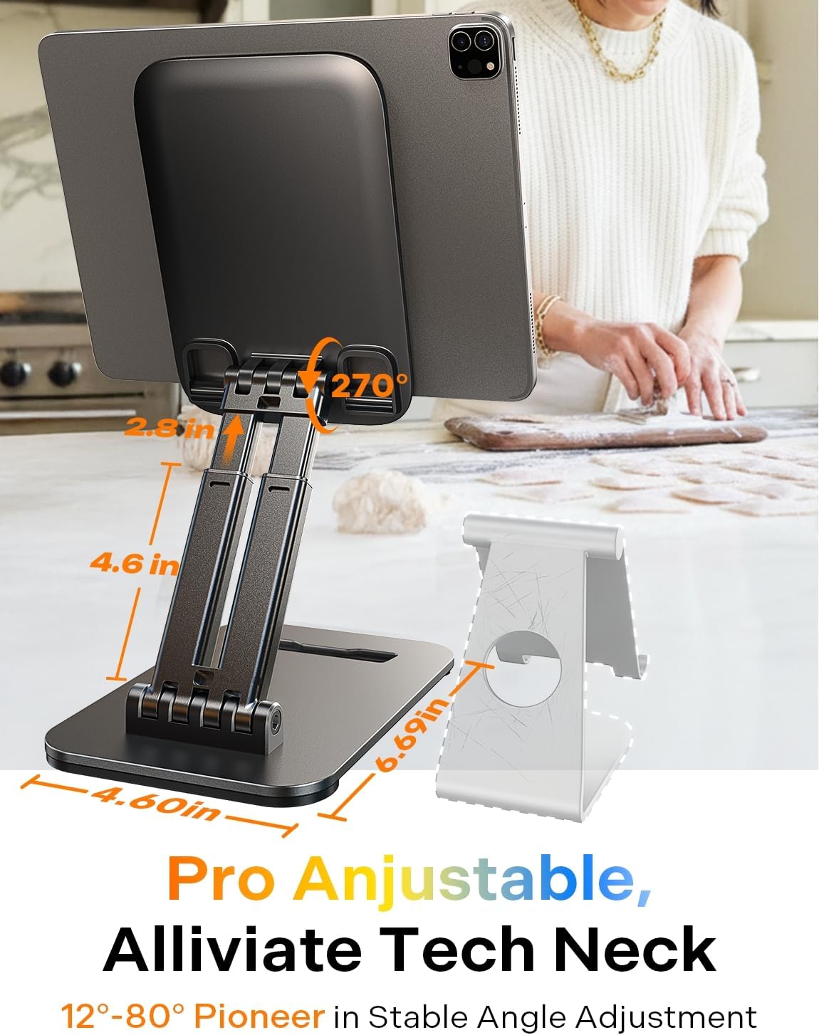 LISEN for iPad Stand Tablet Holder for Desk, Cool Home Office Desk Accessories for Men Women Kids Tablet Gifts, Office Home Essentials Gadgets Portable Monitor Stand for iPad a16 Accessories Switch - Image 3