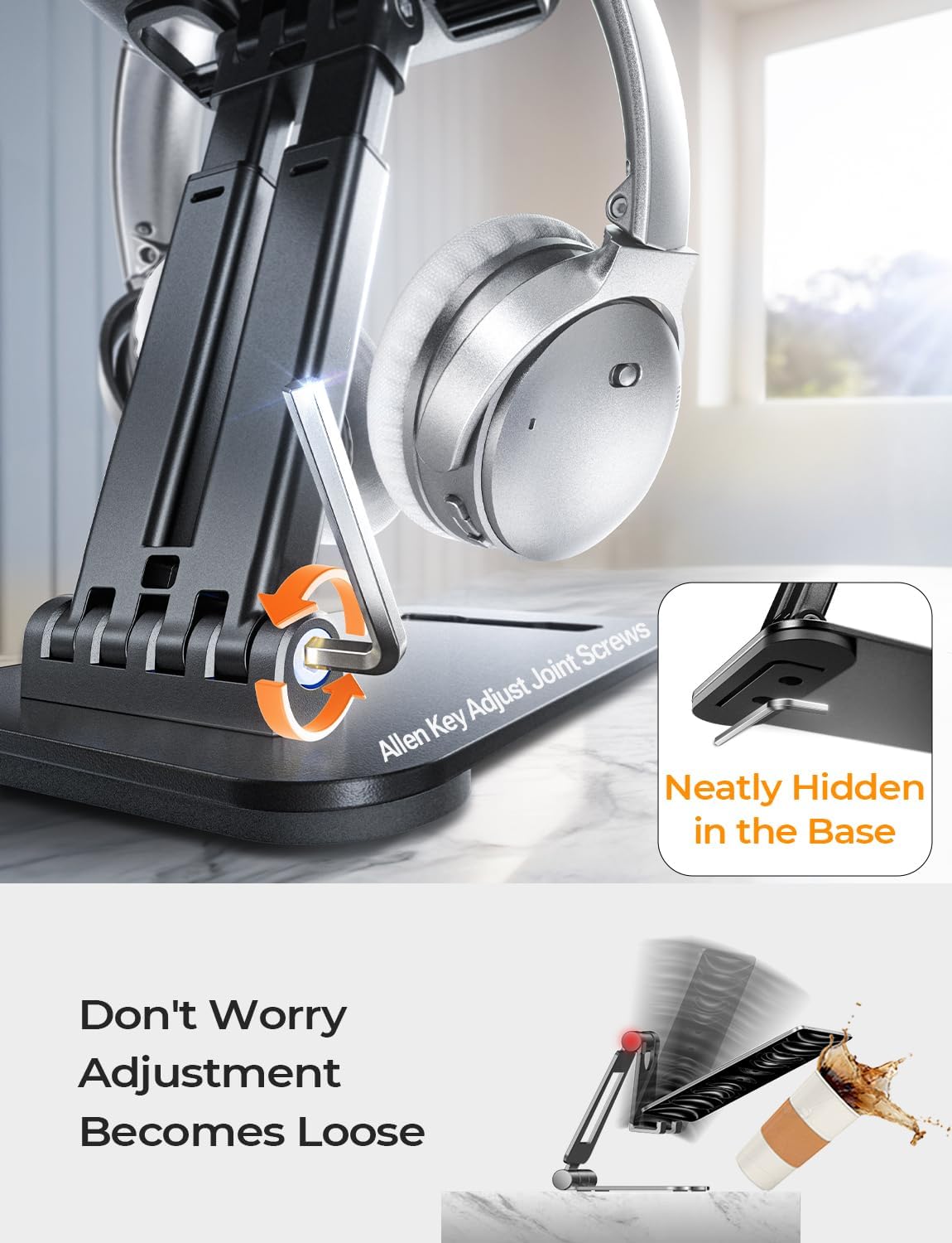 LISEN for iPad Stand Tablet Holder for Desk, Cool Home Office Desk Accessories for Men Women Kids Tablet Gifts, Office Home Essentials Gadgets Portable Monitor Stand for iPad a16 Accessories Switch - Image 7