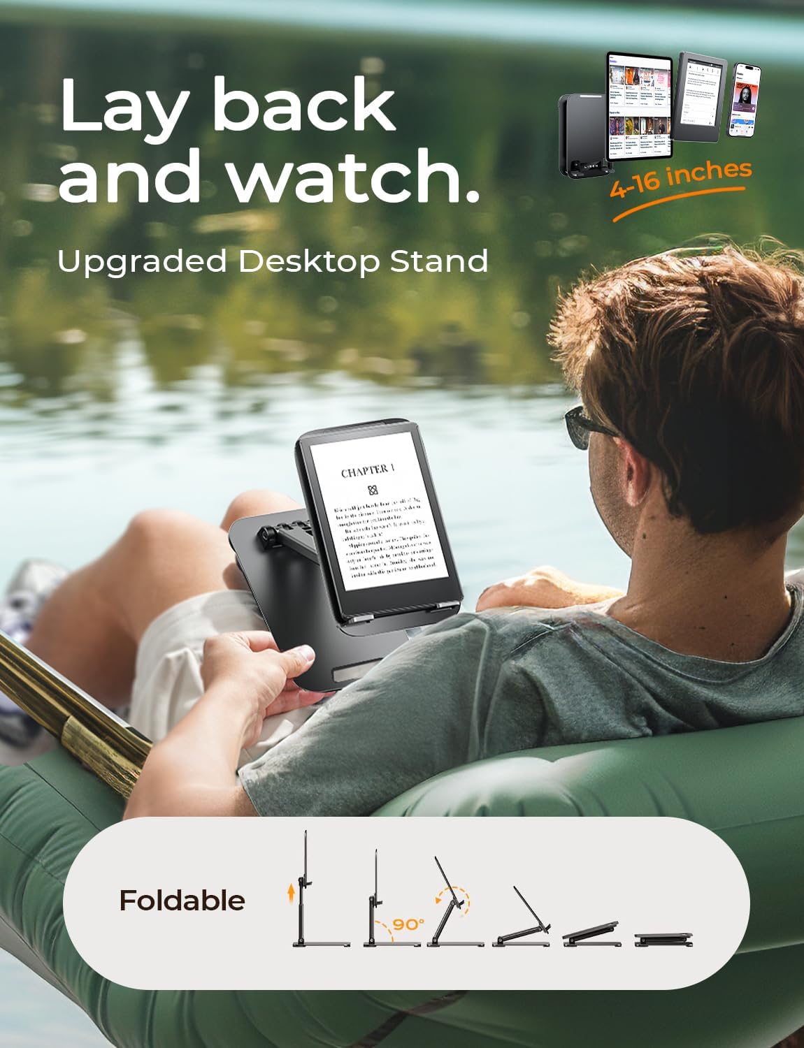 LISEN for iPad Stand Tablet Holder for Desk, Cool Home Office Desk Accessories for Men Women Kids Tablet Gifts, Office Home Essentials Gadgets Portable Monitor Stand for iPad a16 Accessories Switch - Image 5