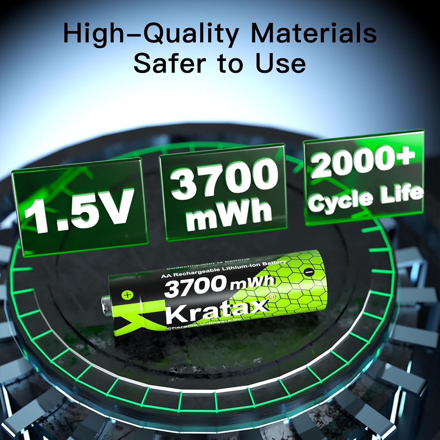 Kratax 3700mWh AA Rechargeable Lithium Batteries with Charger, 12pack high Capacity Double A li-ion Batteries 1.5v, Long Lasting, Ultra-Thin Battery Charger with AA Lithium Battery Rechargeable - Image 5