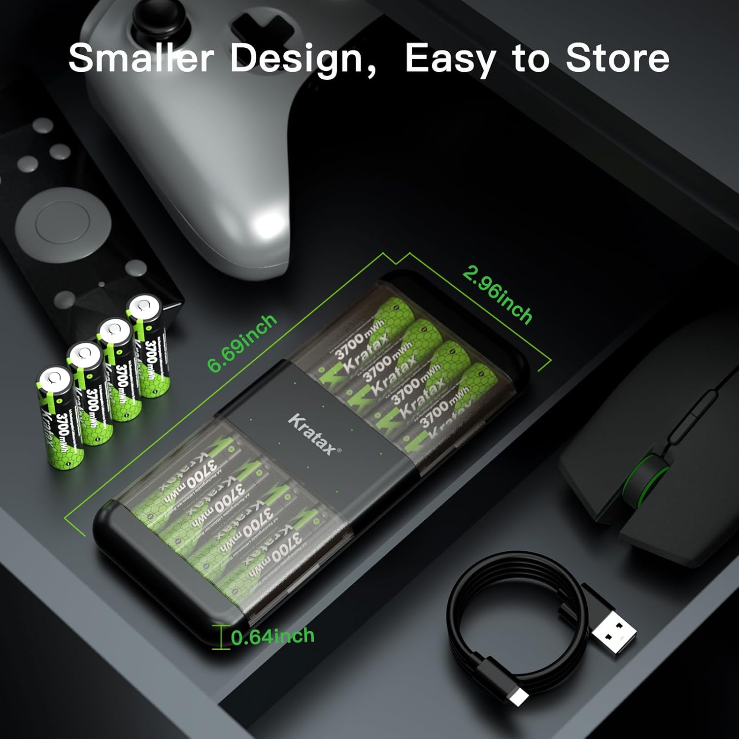 Kratax 3700mWh AA Rechargeable Lithium Batteries with Charger, 12pack high Capacity Double A li-ion Batteries 1.5v, Long Lasting, Ultra-Thin Battery Charger with AA Lithium Battery Rechargeable - Image 7