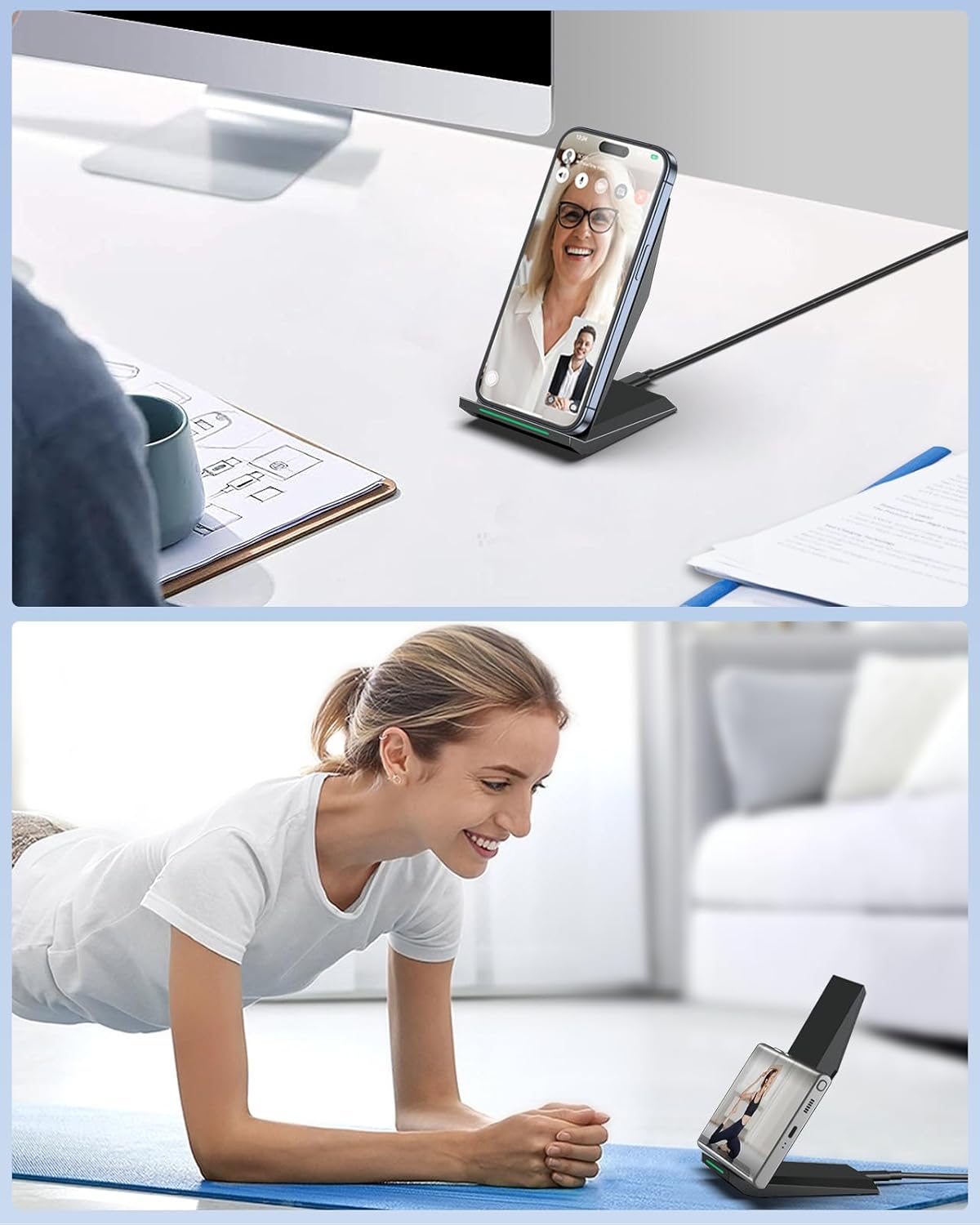 Fast Wireless Charger, NANAMI Qi Certified Wireless Charging Stand Compatible iPhone 17/17 Air/16/15/15 Pro/15 Plus/15 Pro Max/14/13/12, for Samsung Galaxy S25/S24/S23/S22/S21 and Qi-Enabled Phone - Image 4