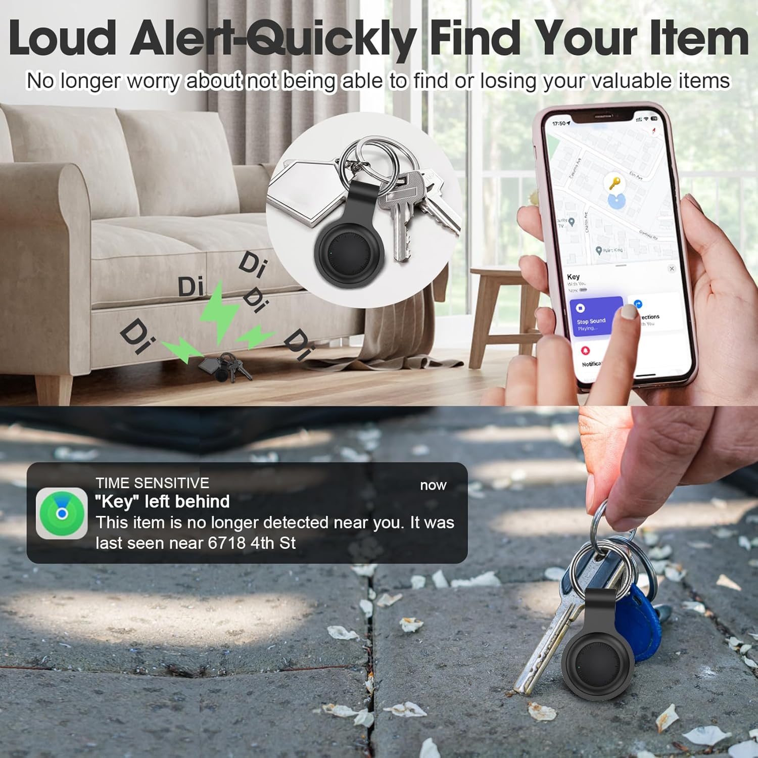 Smart Tracker Tags 4 Pack Android and iOS, Bluetooth Tracker Android Tracker Tags Smart Apple Tag Works with Apple Find My and Google'S Find Hub App, Key Locator Key Finder - Image 5