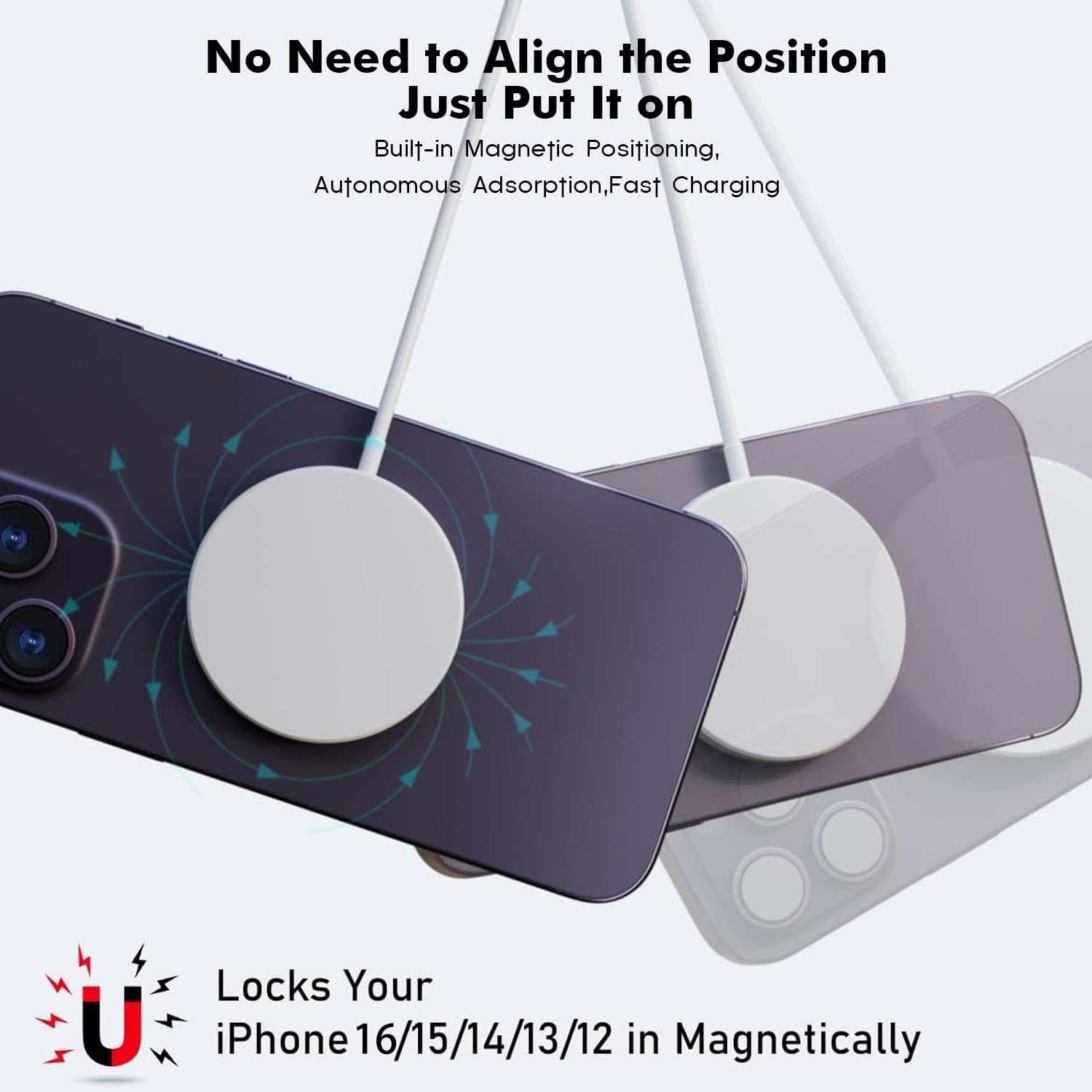 Magnetic Wireless Charger Fast Apple Mag-Safe Charger for iPhone 16 Pro Max/16 Pro/iPhone 15Pro Max/15 Plus/14/13/12/AirPods 3/2/Pro/Pro 2 Magnet Charging Pad Mag Safe Chargerwith Dual Charging Ports - Image 7