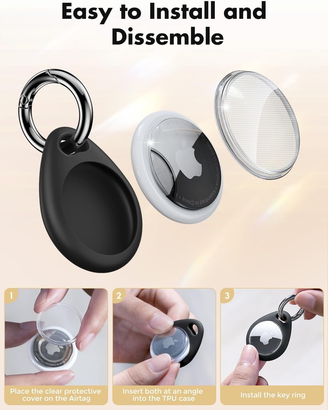 4-Pack AirTag Case with Keychain - Secure 360° Protection for Pet Collars, Luggage & More - Image 4