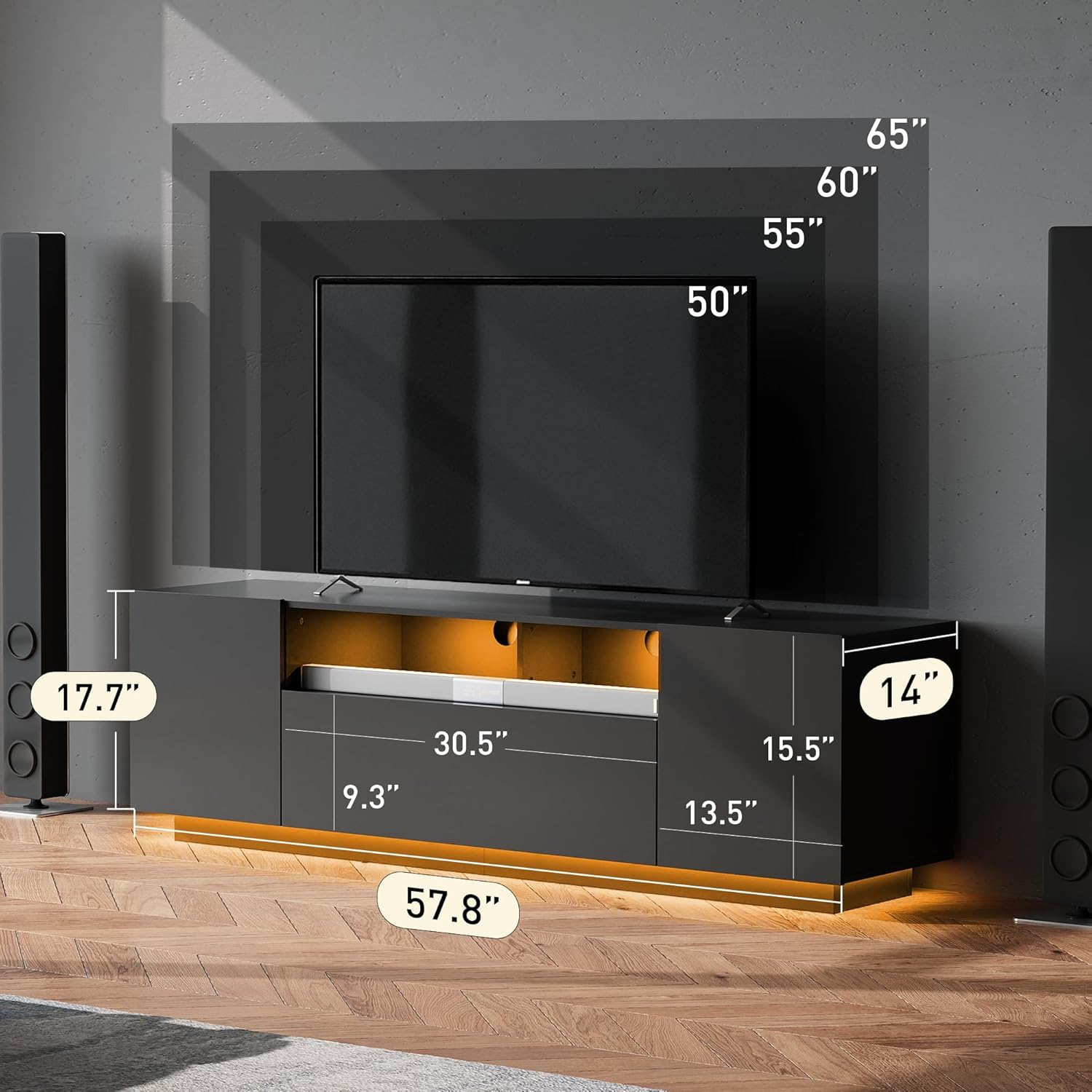 Upgrade Your Living Room with This Brilliant Modern LED TV Stand for 65 Inch TV - Image 3