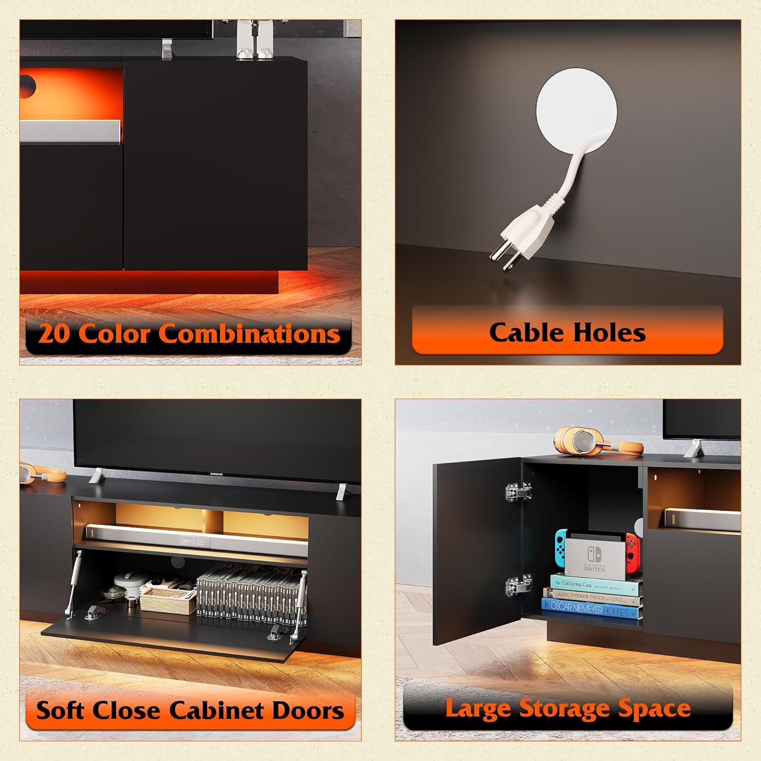 Upgrade Your Living Room with This Brilliant Modern LED TV Stand for 65 Inch TV - Image 5