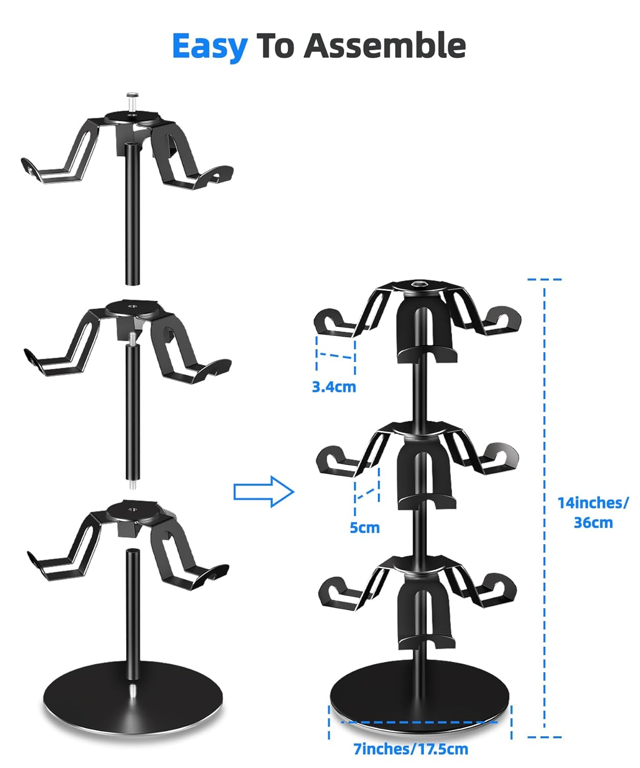 Premium Aluminum Gamepad Stand - 3-Tier Adjustable Storage for Xbox/PS5/PS4/Switch Pro Controllers - Image 2