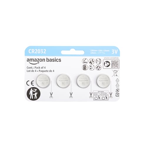 Amazon Basics CR2032 3V Lithium Coin Cell Batteries, Child-Proof Package, ...