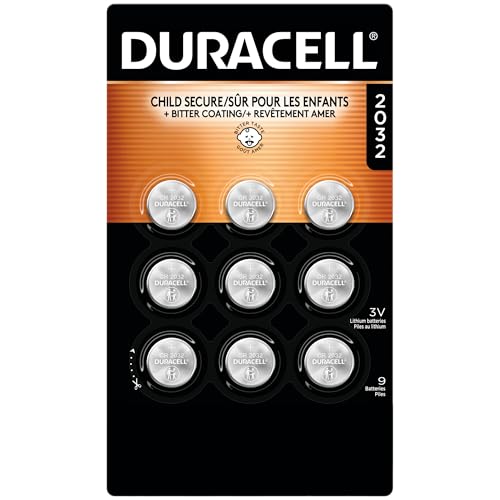 Duracell 2032 Lithium Battery, 9 Count (Pack of 1), Compatible ...
