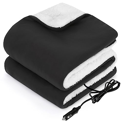 Sealy 12-Volt Heated Car Blanket, Portable Electric Blanket with 3 ...