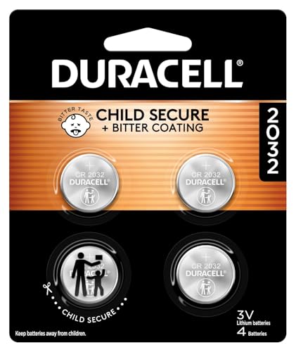 Duracell 2032 Lithium Battery, 4 Count (Pack of 1), Compatible ...