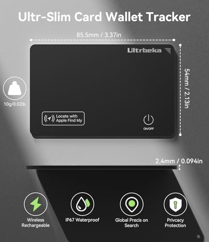 Ultrbeka Ultra-Thin Wallet Tracker Card 0.094in IP68 Waterproof Bluetooth Tracker for Wallet, Passport, Work with Apple Find My APP, Wireless Charging, Card Locator [Apple MFi Certified] iOS Only - Image 3
