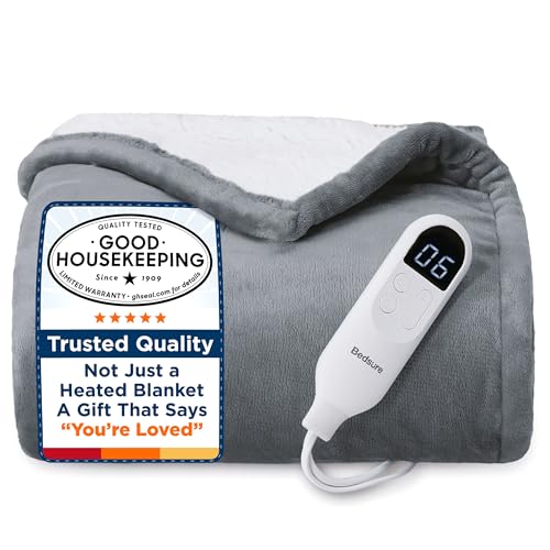 Bedsure Heated Blanket Throw Blanket - Fast Heating Electric Blanket, ...