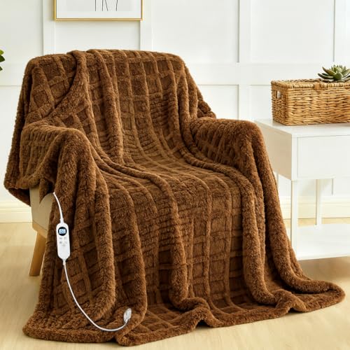Eastsora Heated Blanket Electric,Waffle Heating Blanket with 12 Heat Levels, ...
