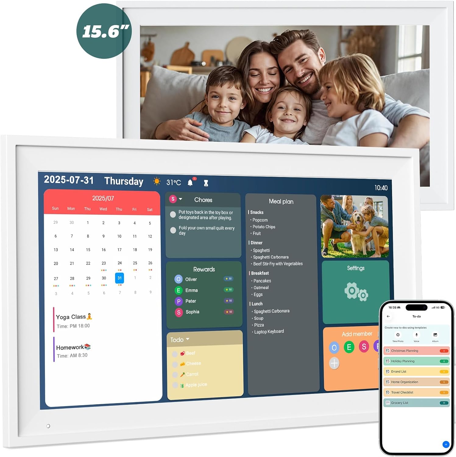 15.6 Digital Electronic Calendar Family Planner Chore Chart for Kids Wi-Fi